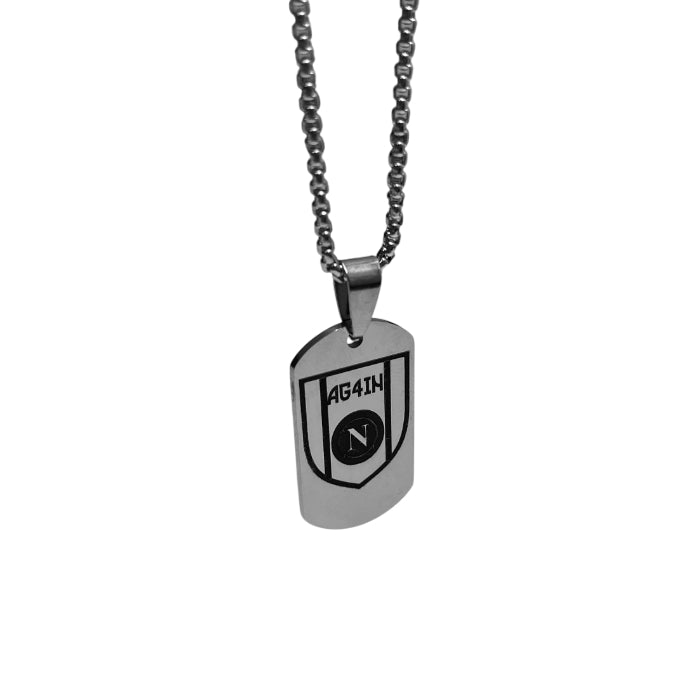 Collana Uomo Re Mida Quarto Scudetto Ag4in Napoli Acciaio CL-C-6